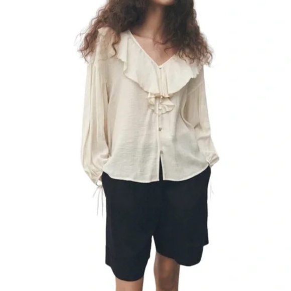 ZARA LIMITED EDITION RUFFLED ROMANTIC BLOUSE - Picture 1 of 8